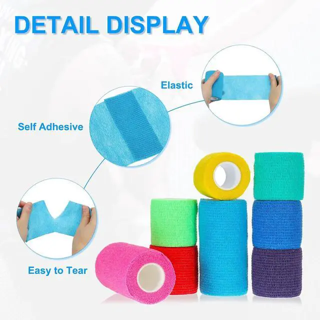 Alt view image 3 of 6 - PATIKIL 1" x 177" Self Adhesive Bandage Wrap, 6 Pcs Elastic Self Breathable Self Adherent Wrap Tape for Stretch Athletic Sports Wrist Ankle Outdoor Tape, Dark Green