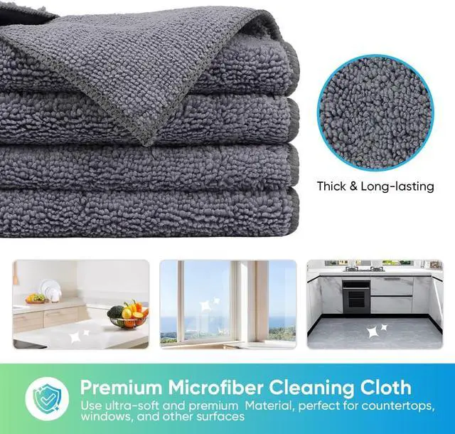 Alt view image 2 of 7 - HOMEXCEL Grey Microfiber Cleaning Cloth, Microfiber Towels for Car, 12 Pack