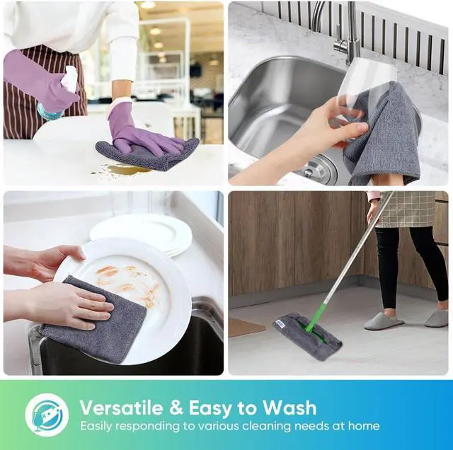 Alt view image 5 of 7 - HOMEXCEL Grey Microfiber Cleaning Cloth, Microfiber Towels for Car, 12 Pack