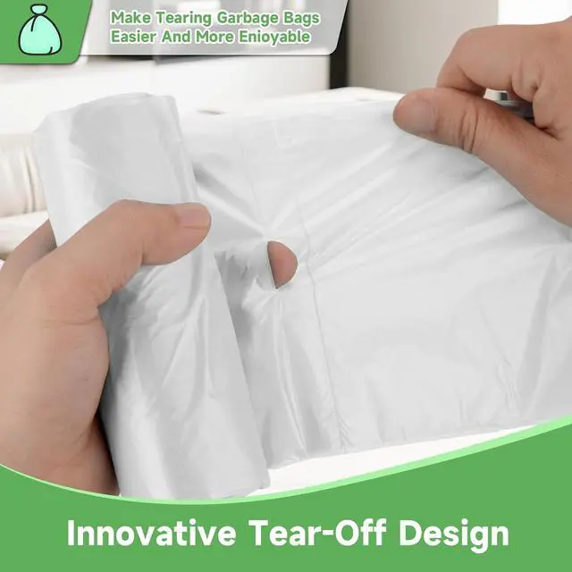 Alt view image 4 of 7 - Small Compostable Trash Bags 2.6 Gallon - 100 Count Unscented Biodegradable Garbage Bag Bulk Clear White Durable Thick Tiny Waste Basket Liners for Kitchen Office Car Pet Heihaily