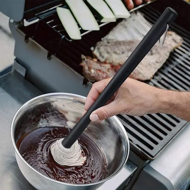 Alt view image 6 of 7 - YFWOOD 18 Inch Grill Basting Brush BBQ Mop Sauce Brush Wooden Long Handle