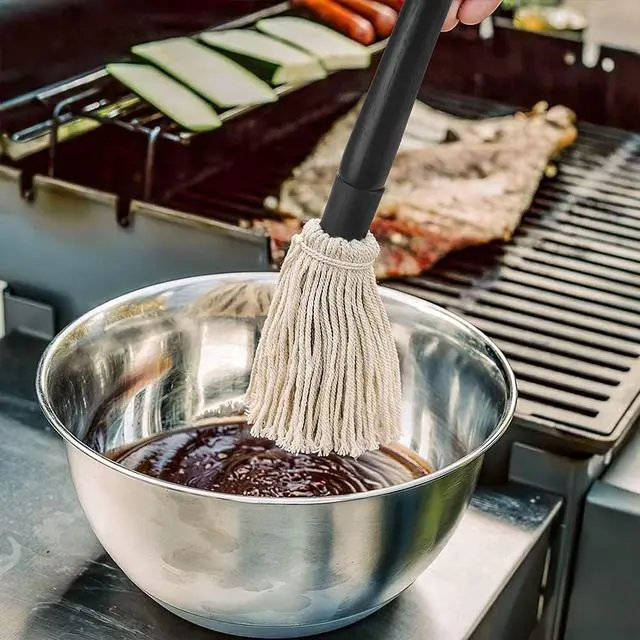 Alt view image 5 of 7 - YFWOOD 18 Inch Grill Basting Brush BBQ Mop Sauce Brush Wooden Long Handle