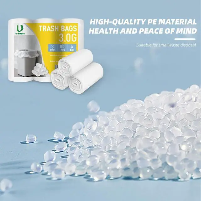 Alt view image 4 of 5 - 4 Gallon Trash Bags, 15 Liter Small Garbage Bags, 105 Count, Unscented Wastebasket Liners for Bathroom, Kitchen, Bedroom, Home Office, Mini Trash Can Bags, Little Trash Bags, Camping Toilet Bags