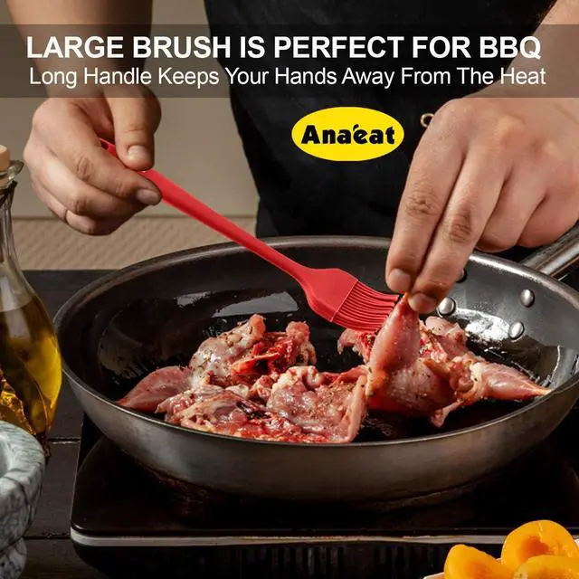 Alt view image 3 of 7 - Anaeat High Heat Resistant Silicone Basting Pastry Brush Set of 2- Hygienic One-Pieces Design Spread Oil Butter for BBQ Grill Barbecue Baking Kitchen Cooking - BPA Free & Dishwasher Safe (10"+8.2")
