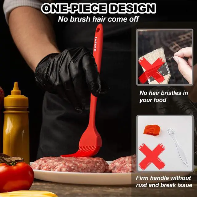 Alt view image 4 of 7 - Anaeat High Heat Resistant Silicone Basting Pastry Brush Set of 2- Hygienic One-Pieces Design Spread Oil Butter for BBQ Grill Barbecue Baking Kitchen Cooking - BPA Free & Dishwasher Safe (10"+8.2")