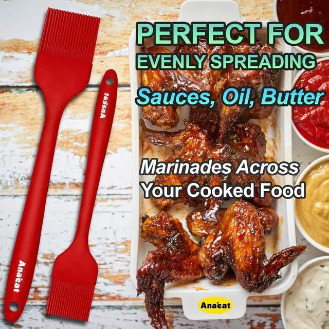 Alt view image 5 of 7 - Anaeat High Heat Resistant Silicone Basting Pastry Brush Set of 2- Hygienic One-Pieces Design Spread Oil Butter for BBQ Grill Barbecue Baking Kitchen Cooking - BPA Free & Dishwasher Safe (10"+8.2")