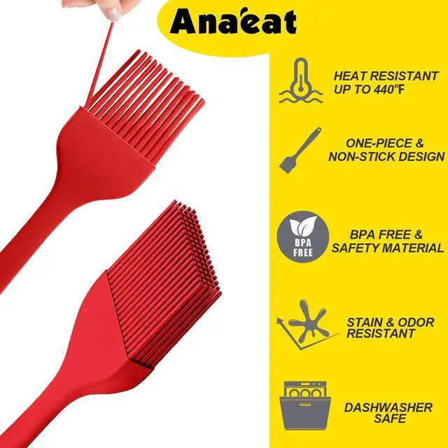 Alt view image 7 of 7 - Anaeat High Heat Resistant Silicone Basting Pastry Brush Set of 2- Hygienic One-Pieces Design Spread Oil Butter for BBQ Grill Barbecue Baking Kitchen Cooking - BPA Free & Dishwasher Safe (10"+8.2")