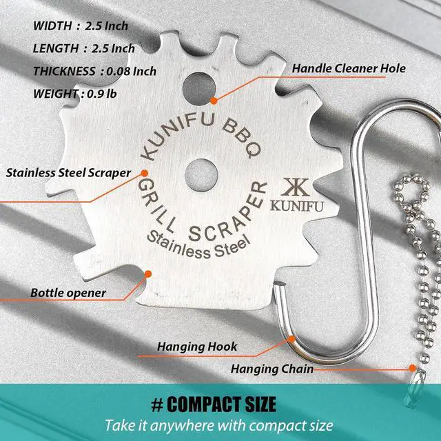 Alt view image 2 of 7 - BBQ Grill Scraper, Bristle-Free for Griddle, Stocking Stuffers, Men's Gift