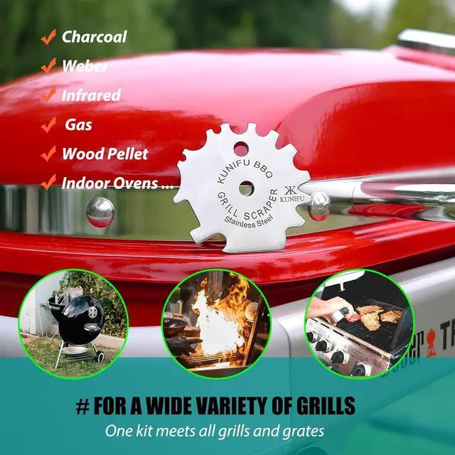 Alt view image 4 of 7 - BBQ Grill Scraper, Bristle-Free for Griddle, Stocking Stuffers, Men's Gift