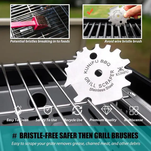 Alt view image 5 of 7 - BBQ Grill Scraper, Bristle-Free for Griddle, Stocking Stuffers, Men's Gift