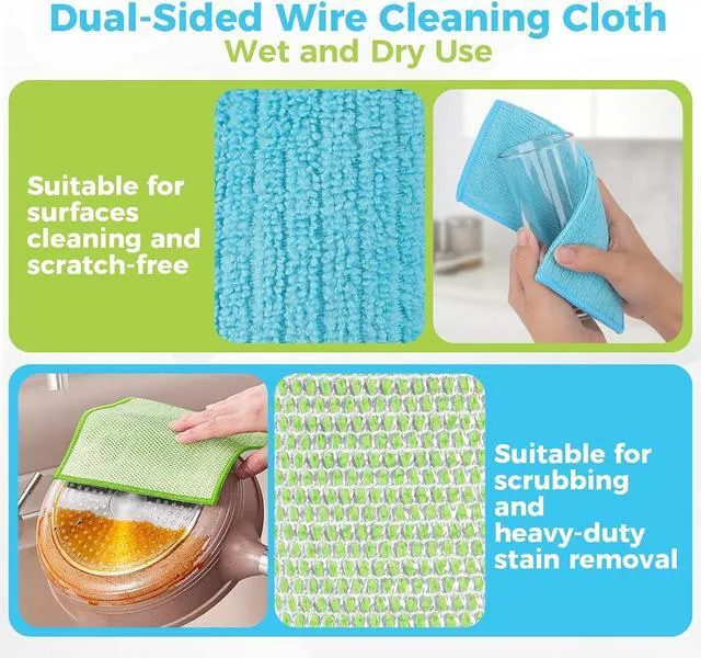 Alt view image 3 of 7 - AIDEA Non Scratch Wire Dishcloth 24PK, Dish Cloths for Washing Dishes 7"×8"