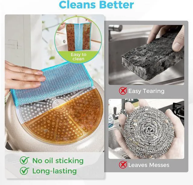 Alt view image 5 of 7 - AIDEA Non Scratch Wire Dishcloth 24PK, Dish Cloths for Washing Dishes 7"×8"