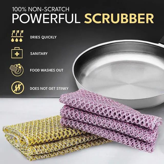 Alt view image 3 of 7 - Non-Scratch Dish Scrubbers (3 Pcs) Outlasts 7+ Sponges, Stays Odor-Free | Replace Smelly Kitchen Sponges | Non-Absorbent Mesh | Safe on Non-Stick, Cast Iron, Glass | Made in Korea Since 2012