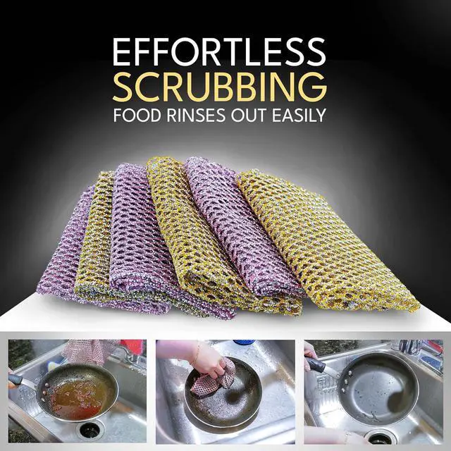 Alt view image 5 of 7 - Non-Scratch Dish Scrubbers (3 Pcs) Outlasts 7+ Sponges, Stays Odor-Free | Replace Smelly Kitchen Sponges | Non-Absorbent Mesh | Safe on Non-Stick, Cast Iron, Glass | Made in Korea Since 2012