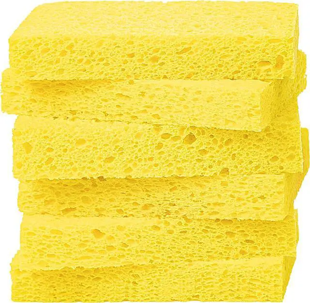 Main image of 6 Pack Yellow Cellulose Scrub Sponges Non-Scratch Heavy Duty Kitchen