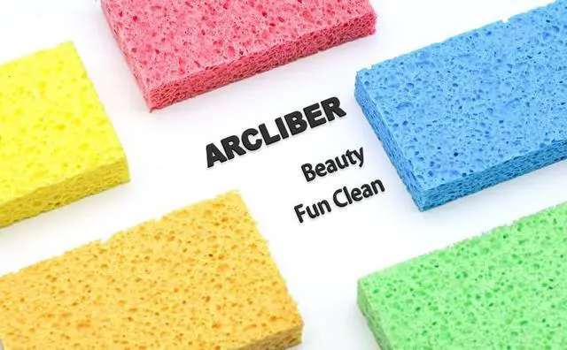 Alt view image 3 of 5 - 6 Pack Yellow Cellulose Scrub Sponges Non-Scratch Heavy Duty Kitchen