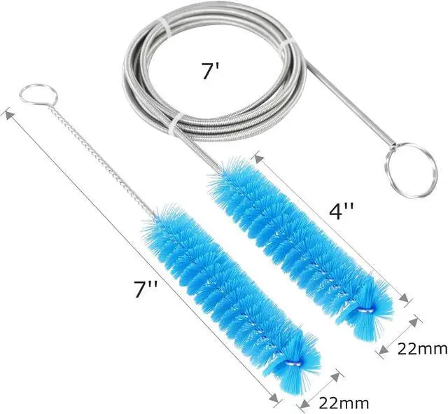 Alt view image 2 of 5 - CPAP Tube Cleaning Brush-7 Feet Flexible + 7 Inches Handy Stainless Steel Wire Bristle Brush- Fits for Standard 22mm Diameter Tubing (Blue)