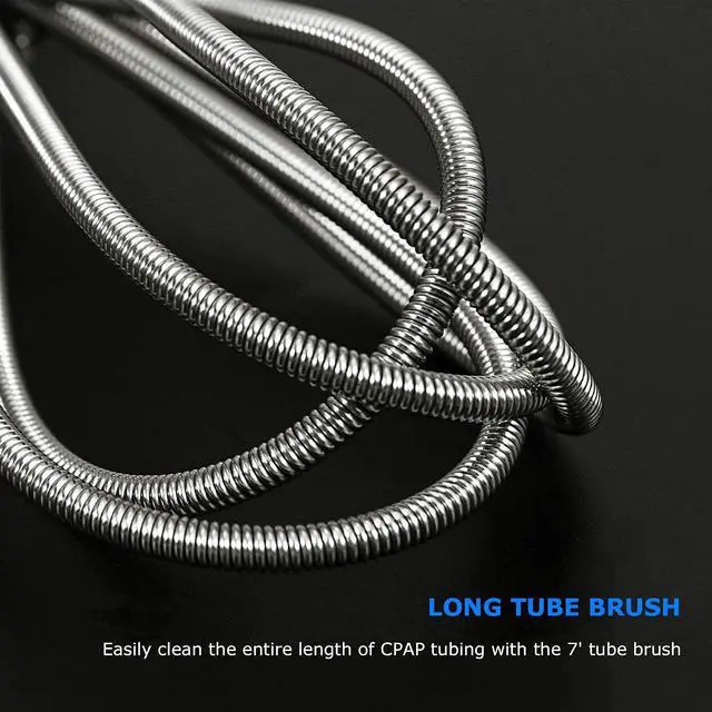 Alt view image 4 of 5 - CPAP Tube Cleaning Brush-7 Feet Flexible + 7 Inches Handy Stainless Steel Wire Bristle Brush- Fits for Standard 22mm Diameter Tubing (Blue)
