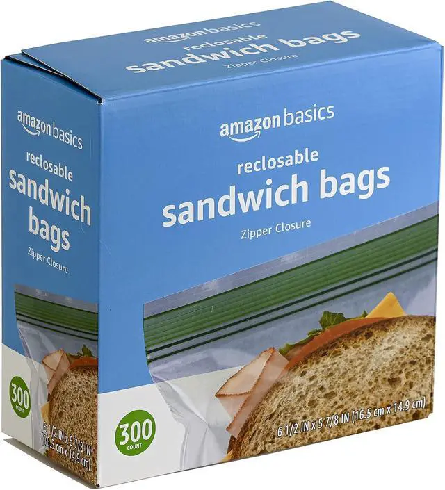 Alt view image 3 of 5 - Amazon Basics Resealable Double Zipper Sandwich Storage Bags for Food Storage, 300 Count (Previously Solimo)