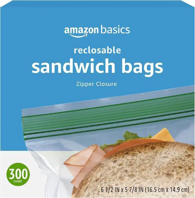 Alt view image 5 of 5 - Amazon Basics Resealable Double Zipper Sandwich Storage Bags for Food Storage, 300 Count (Previously Solimo)