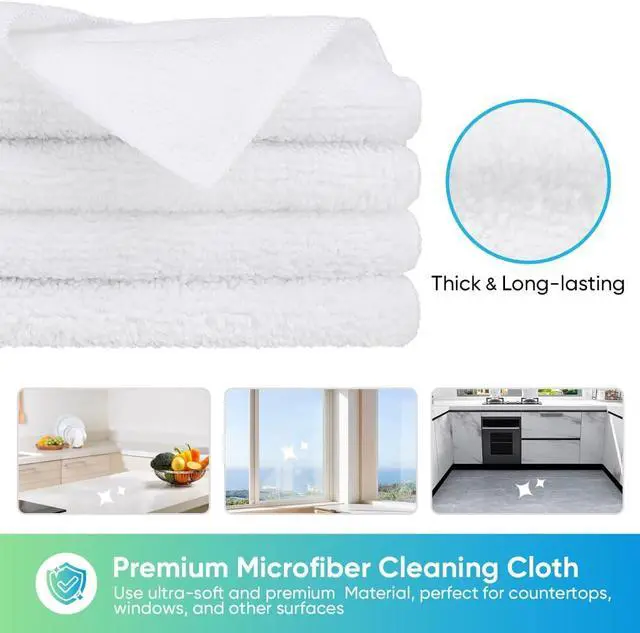 Alt view image 2 of 7 - HOMEXCEL White Microfiber Cleaning Cloth, Microfiber Towels for Car,12 PK