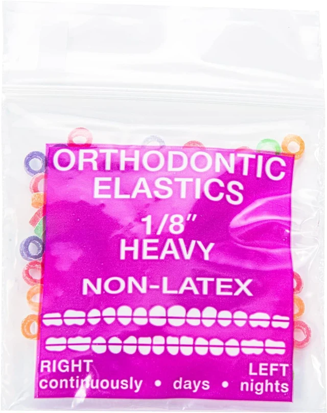 Main image of JMU Orthodontic Elastics 1/8 Heavy, 100 Pack Dental Rubber Bands
