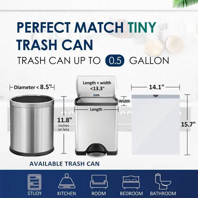 Alt view image 2 of 5 - Mini 0.5 Gallon White Drawstring Trash Bags,110 Count