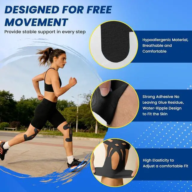 Alt view image 3 of 6 - Kinesiology Tape for Knees - 10 PCS Knee Tape for Knee Support