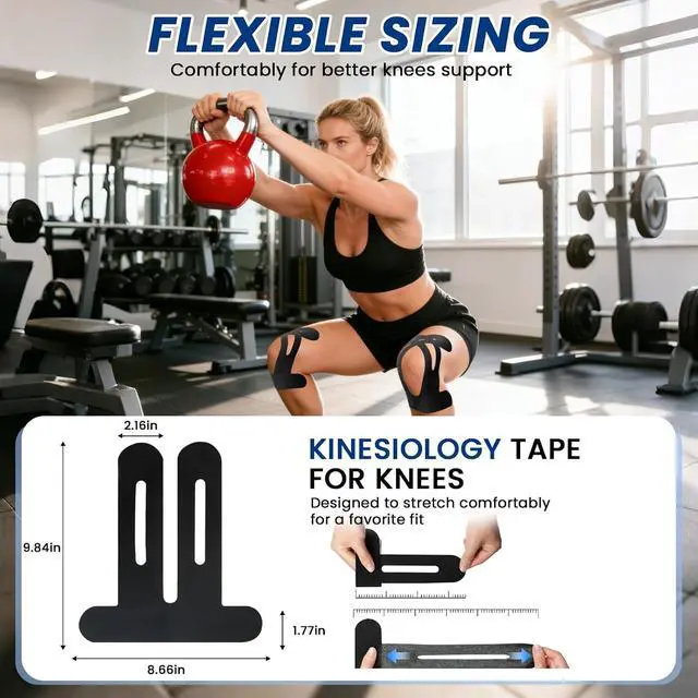 Alt view image 4 of 6 - Kinesiology Tape for Knees - 10 PCS Knee Tape for Knee Support