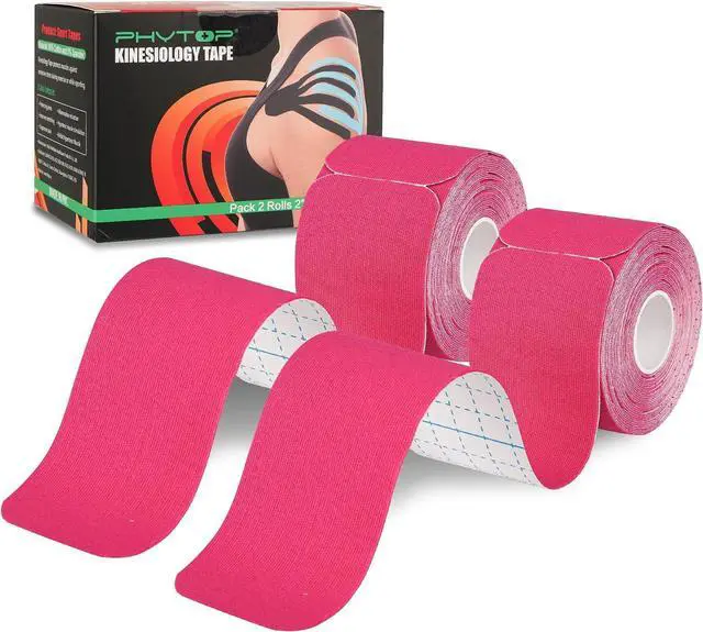 Main image of K Tape Precut Strips (40 Count, 10") | Latex-Free Kinesiology Tape for Sports | Athletic Tape Ideal for Knee, Shoulder, and Elbow Support (Pink, 5CM X 5M)