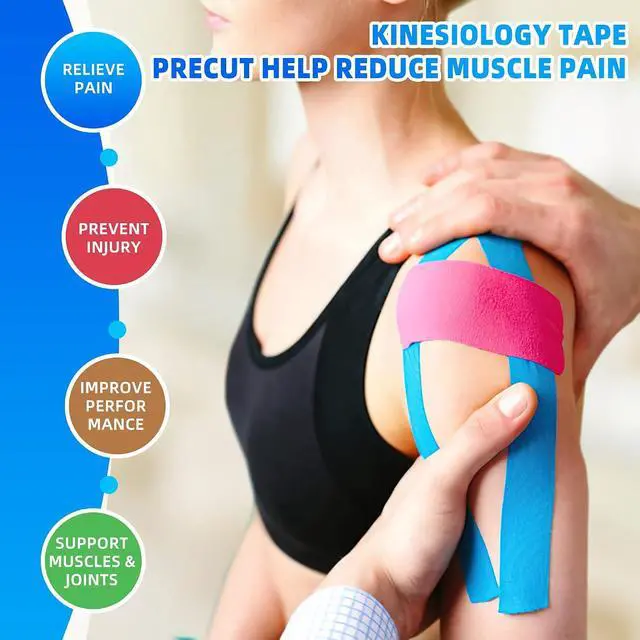 Alt view image 4 of 6 - K Tape Precut Strips (40 Count, 10") | Latex-Free Kinesiology Tape for Sports | Athletic Tape Ideal for Knee, Shoulder, and Elbow Support (Pink, 5CM X 5M)