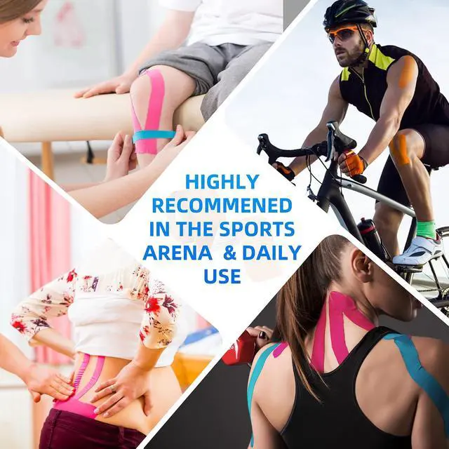 Alt view image 5 of 6 - K Tape Precut Strips (40 Count, 10") | Latex-Free Kinesiology Tape for Sports | Athletic Tape Ideal for Knee, Shoulder, and Elbow Support (Pink, 5CM X 5M)