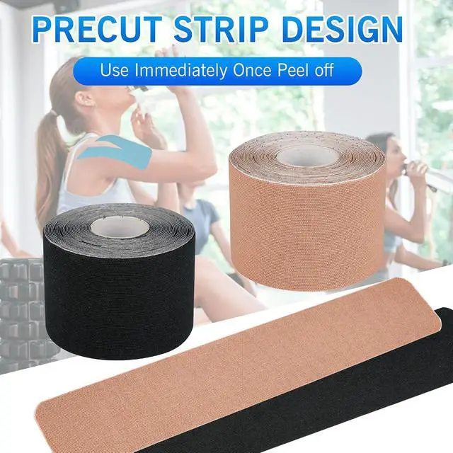 Alt view image 3 of 6 - K Tape Precut Strips (40 Count, 10") | Latex-Free Kinesiology Tape for Sports | Athletic Tape Ideal for Knee, Shoulder, and Elbow Support (Pink, 5CM X 5M)