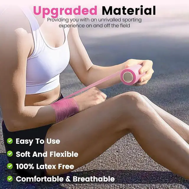 Alt view image 3 of 6 - 3rd Gen Hot Pink Pre Wrap, 4 Pack Prewrap Athletic Tape for Hair