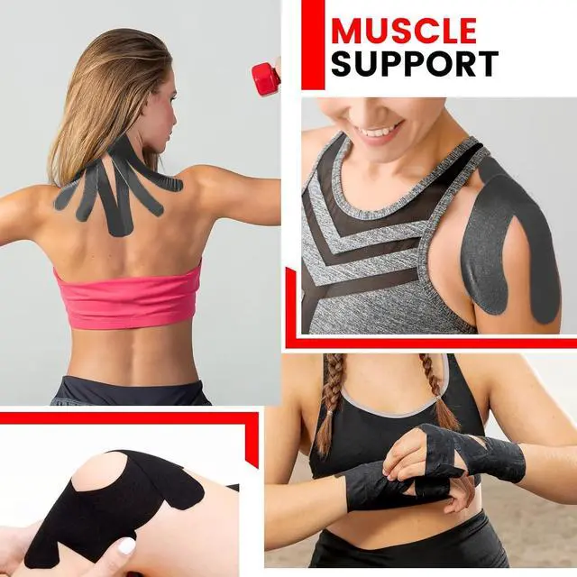 Alt view image 6 of 7 - 60 Pcs Black Precut Kinesiology Tape Strips, 2in x 10in Kinetic Tape
