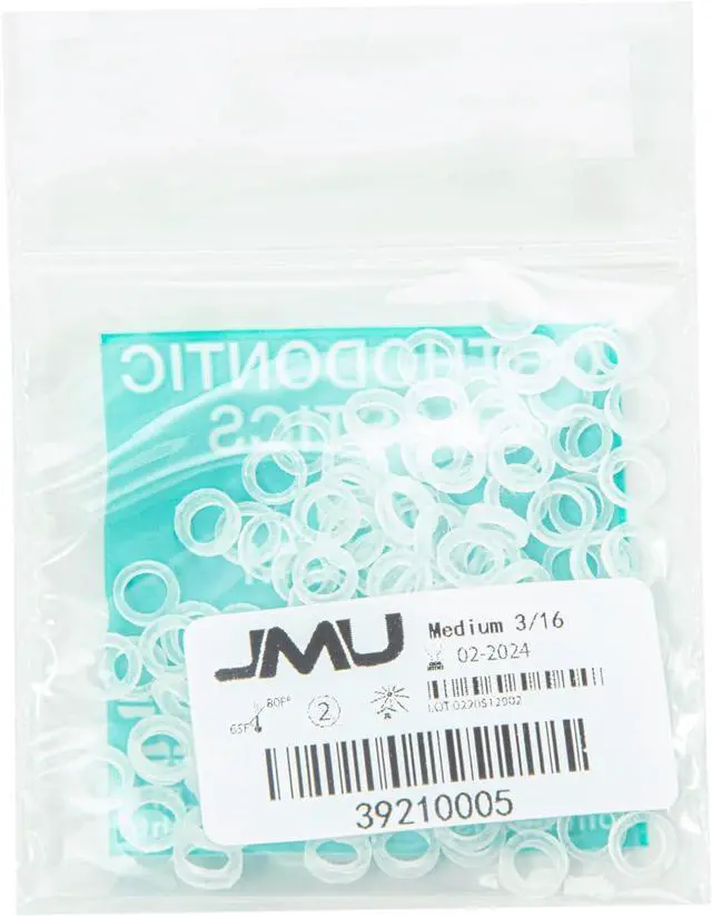 Alt view image 5 of 6 - JMU Orthodontic Elastics 3/16 Medium, 100 Pack Dental Rubber Bands