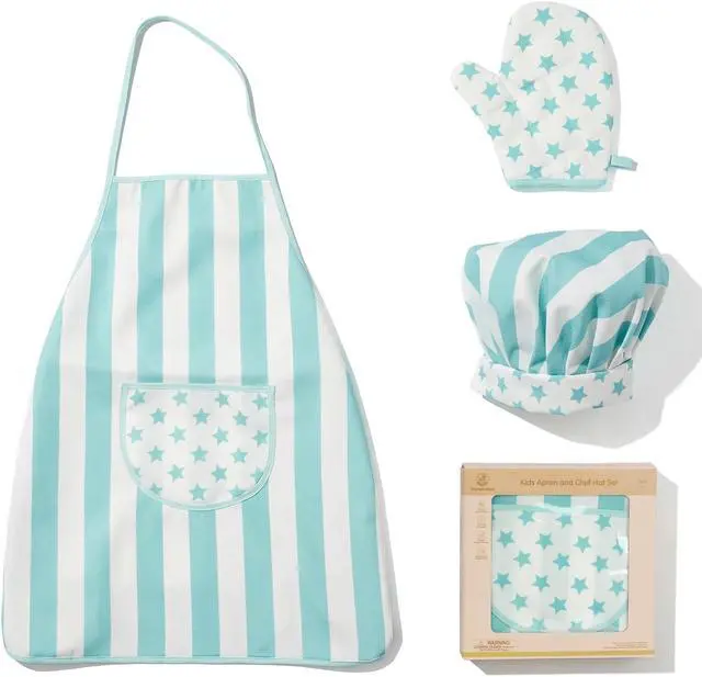 Main image of Kid Apron and Chef Hat Set, 3Pcs Children Cooking Baking Set Kits