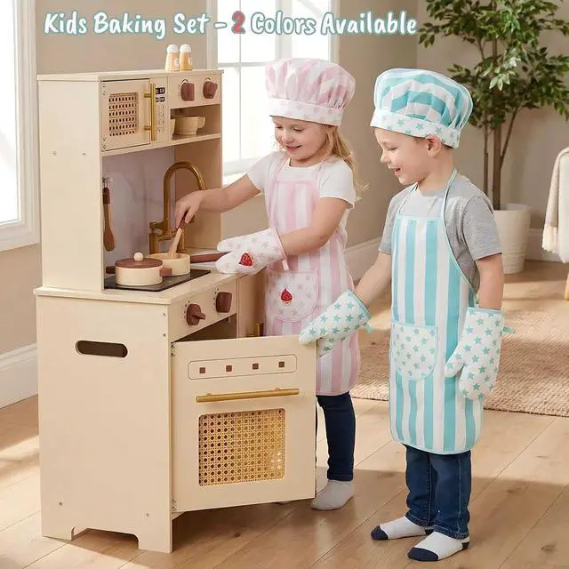Alt view image 6 of 7 - Kid Apron and Chef Hat Set, 3Pcs Children Cooking Baking Set Kits