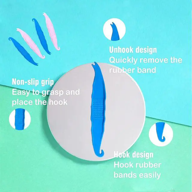 Alt view image 6 of 7 - 20 Pack Dental Elastic Rubber Bands Placers for Braces, Plastic Orthodontic Elastic Placers, Rubber Bands Push and Pull Hook Tool, 20 Pcs (10 Blue & 10 Pink)
