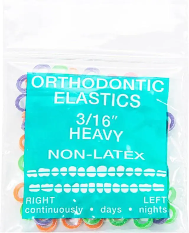 Main image of JMU Orthodontic Elastics 3/16 Heavy, 100 Pack Dental Rubber Bands