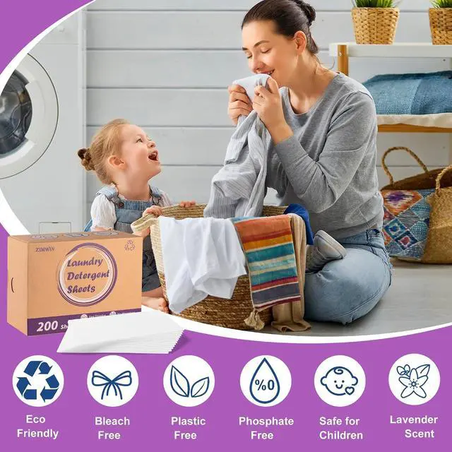 Alt view image 2 of 7 - Laundry Detergent Sheets, 200 Sheets Lavender Laundry Soap Strips - No Plastic Jug Travel Portable Liquidless Washing Supplies Eco-Friendly Hypoallergenic - 200 Loads