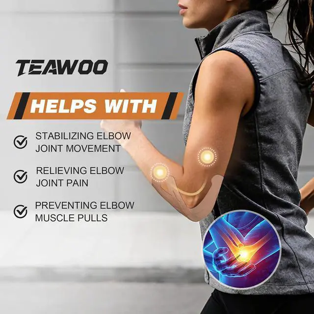 Alt view image 6 of 7 - TEAWOO Precut Kinesiology Tape for Elbow, 24Pcs, Waterproof Breathable Athletic Tape, Enhanced Adhesion & Elasticity, Elbow Pain Relief Support for Sports & Daily Use