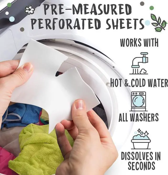 Alt view image 5 of 7 - Eco Laundry Detergent Sheets - 80 Loads Laundry Sheets Detergent - 40 No Plastic Jug Washer Soap Sheet - No Mess & Space-Saving Travel Friendly Laundry Detergent