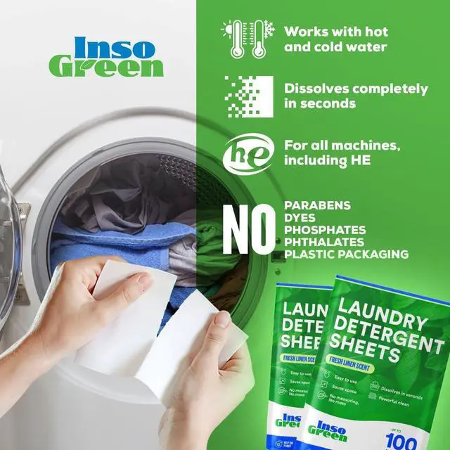 Alt view image 4 of 7 - Eco Washer Sheets Detergent - 100 Loads, Zero Plastic Jugs, No Mess & Space-Saving Laundry Strips - Travel Laundry Detergent - 50 Sheets
