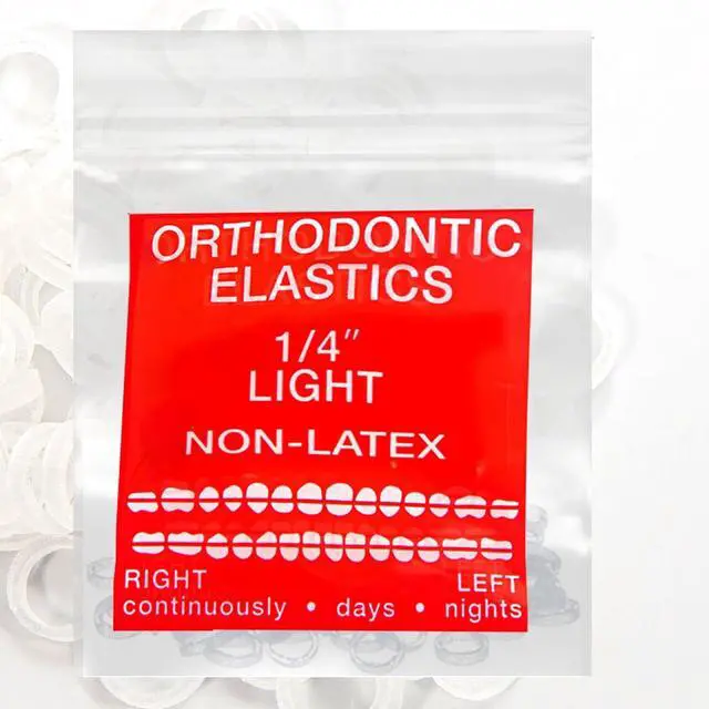Main image of Clear Non-Latex 100 counts, Intraoral Elastic Bands Orthodontic Elastics Dental Rubber Bands Made in US Light 1/4'', Clear