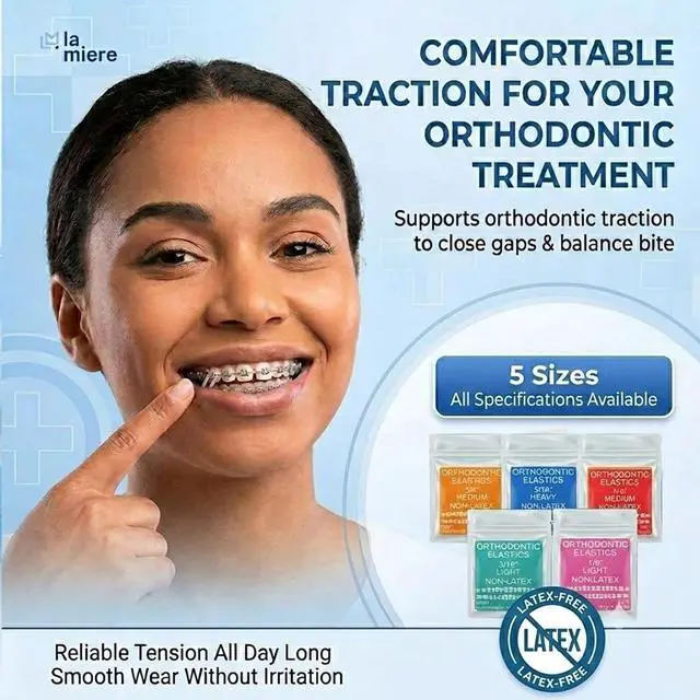 Alt view image 3 of 7 - Clear Non-Latex 100 counts, Intraoral Elastic Bands Orthodontic Elastics Dental Rubber Bands Made in US Light 1/4'', Clear