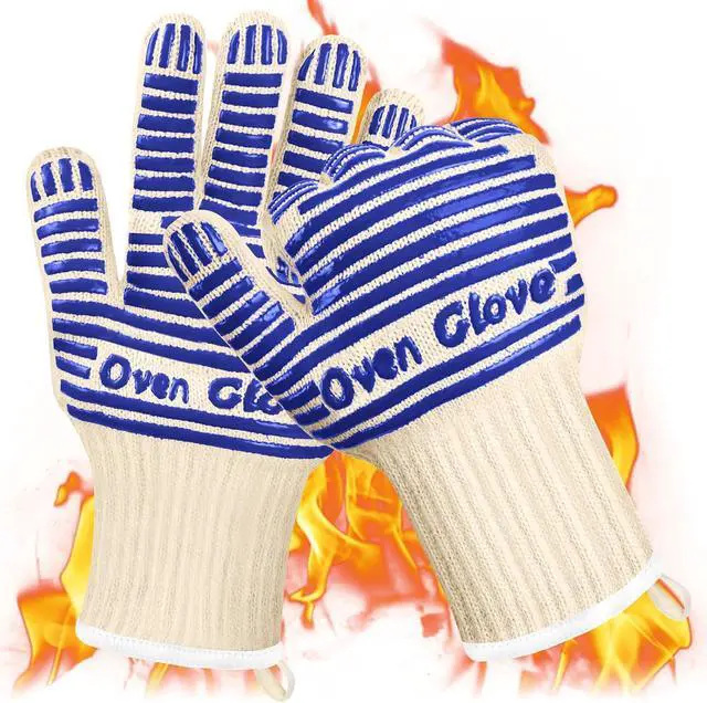 Main image of AUAUY Oven Gloves, Oven Gloves Heat Resistant 662°F / 350°C, Blue-32 cm