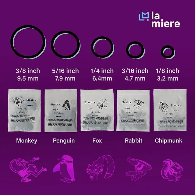 Alt view image 4 of 4 - LA MIERE Non latex 100P Black Orthodontic Elastics Dental Rubber Bands Intraoral Black Elastic Bands (Medium, 5 Oz, 5/16" (8mm))