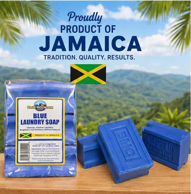 Alt view image 4 of 7 - Blue Mountain Country Blue Laundry Soap, Product of Jamaica 3 Pack (4.23 oz Each), Concentrated Formula, Brightens & Whitens Without Bleach, Cleaner & Fresher Laundry
