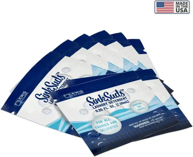 Alt view image 6 of 6 - SinkSuds Laundry Detergent, Travel Size Liquid Soap, TSA Compliant, Safe For All Fabrics, 8 Packets (Packaging May Vary)